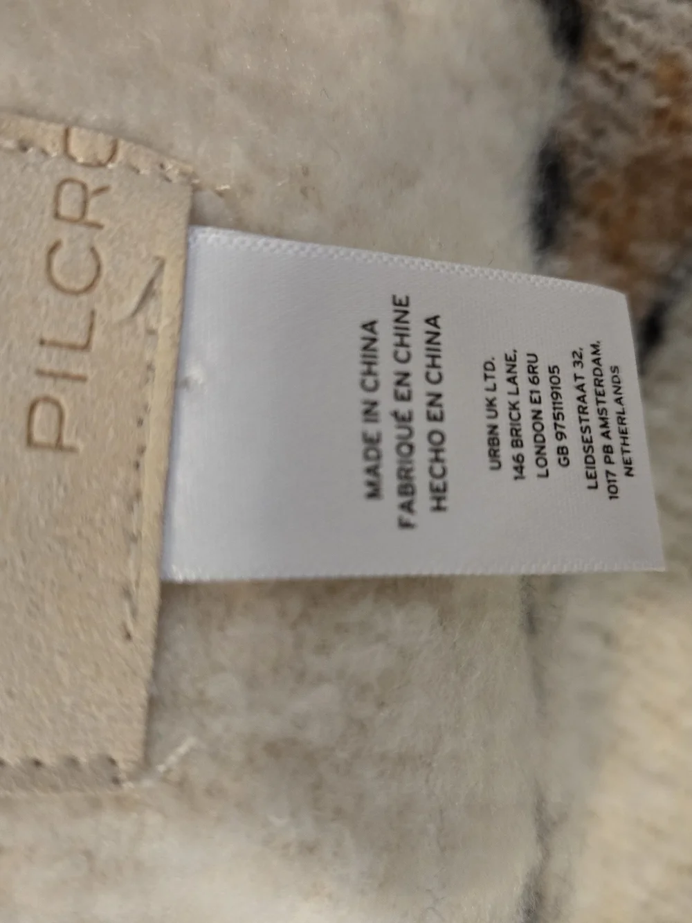 Pilcro Cream Plaid Fringe Scarf with Tan and Black Accents